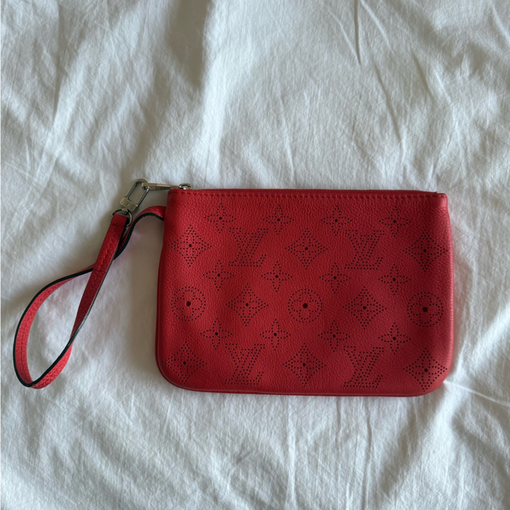Louis Vuitton Red Perforated Monogram Wristlet